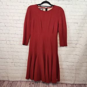 Aquilano Rimondi Made in Italy 3/4 Sleeve Wool Blend Pleated Dress Women's 42-M